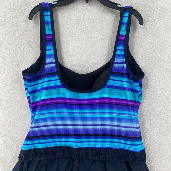 Orvis Swimsuit Womens 18L One Piece Blue Purple Shorts Tank Ribbed Modest - Picture 8 of 14